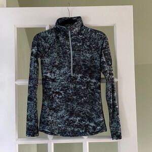 Under Armour Heat Gear 3/4 Zip Black/Turquoise Pullover Top Size Small NWOT